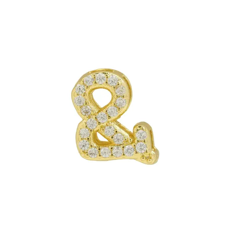 Rhinestone Mini Initial Letter Charms in Silver or Gold