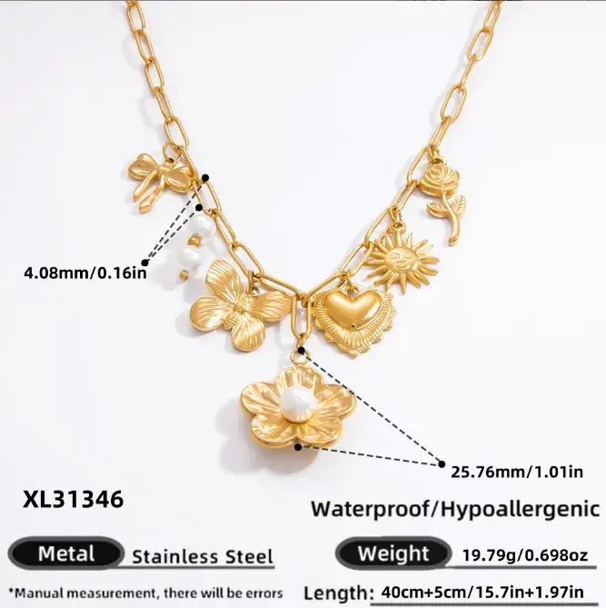 Charm Necklaces Spring Theme 18K Stainless Steel Pendants