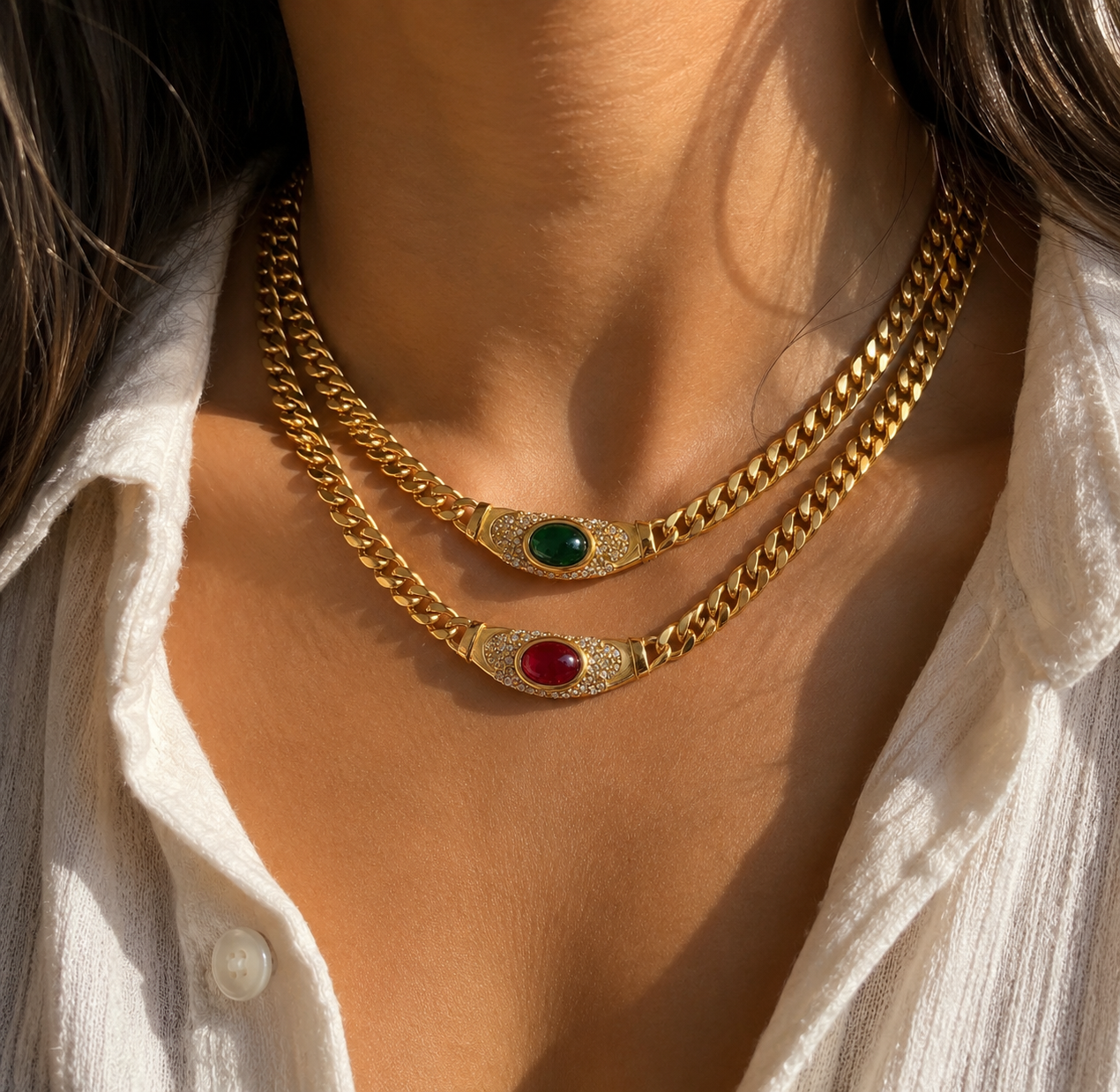 Retro Geometric Gold Pendant Necklace