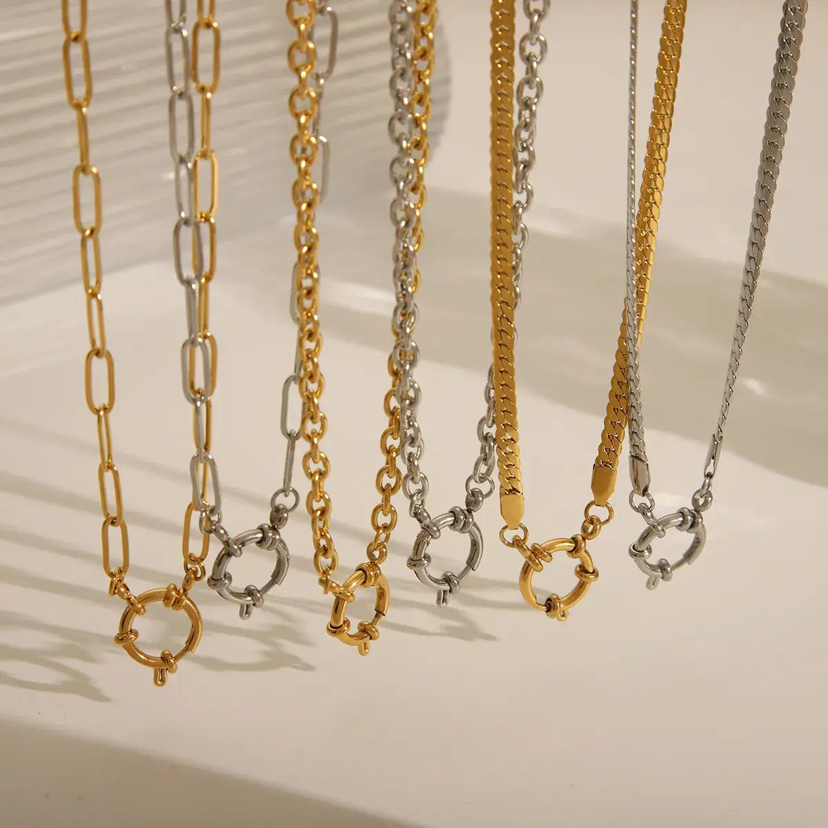18K Gold Plated Stainless Steel Charm Necklace Jewelry