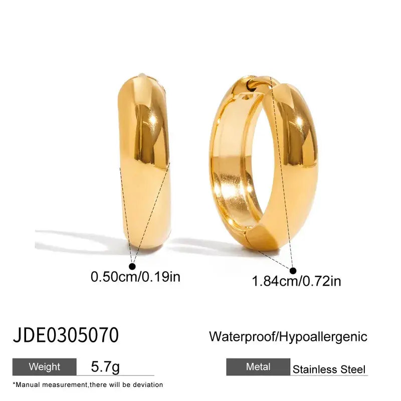 Classic 18K Plated Gold Hoop Earrings in Silver or Gold Hoop