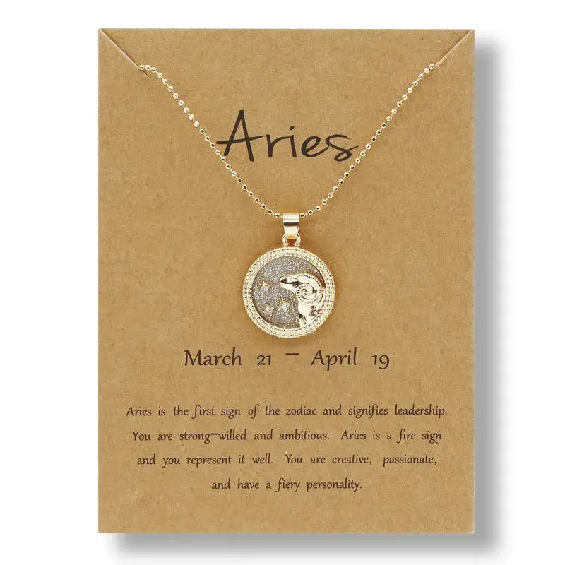 Constellation Birthday Round Pendant Inlay Necklace