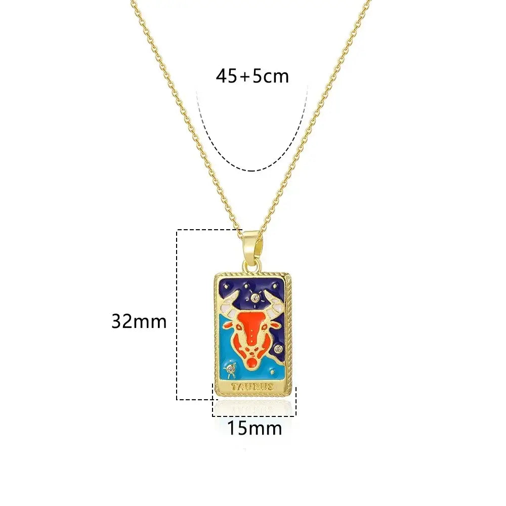 18K Gold Zodiac Pendant Necklace – Drop Oil Finish
