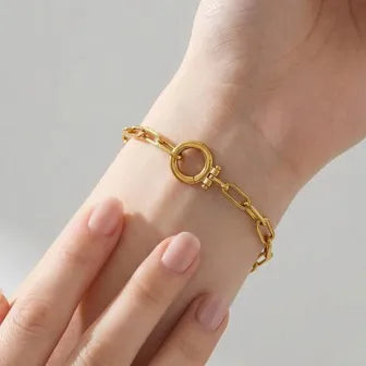 Waterproof Paperclip Chain Bracelet – 18K Gold PVD