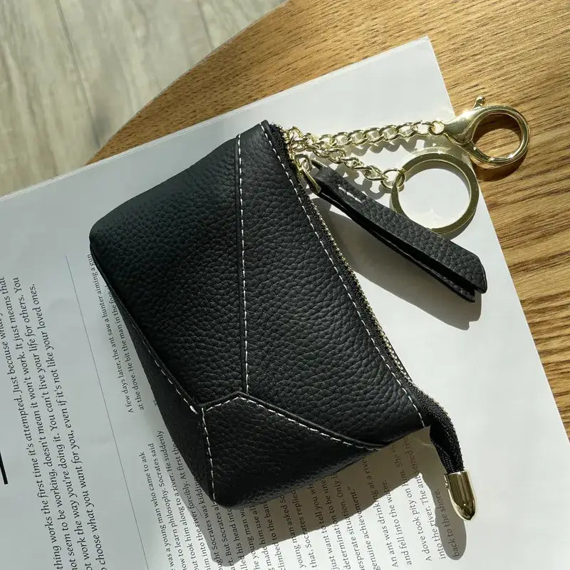 Genuine Leather Coin Purse Wallet with Keychain