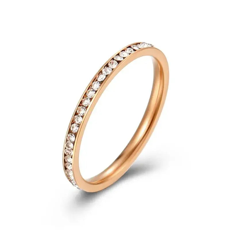Starburst Dainty Ring – Titanium Steel Diamond Band