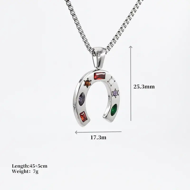 18K Gold Plated Horseshoe Pendant Necklace – Stainless Steel