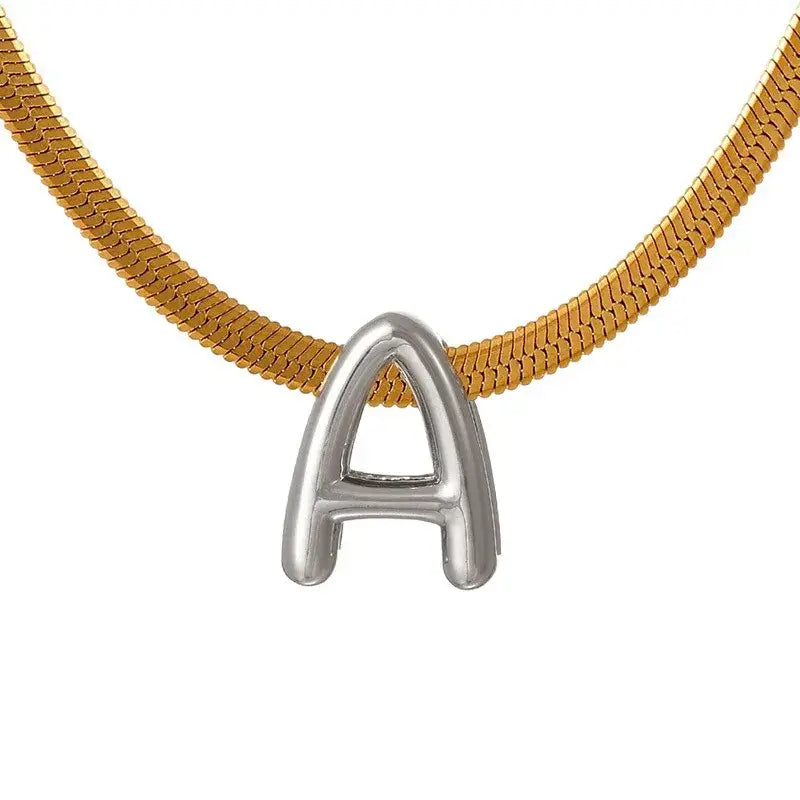 Initial Necklace Snake Chain with Initial Pendant Jewelry