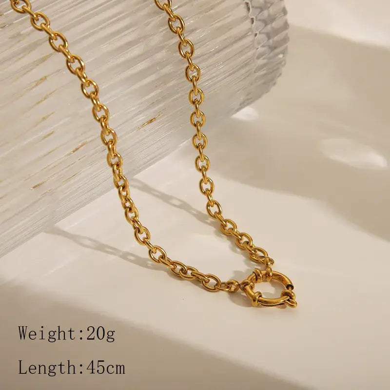 18K Gold Plated Stainless Steel Charm Necklace Jewelry