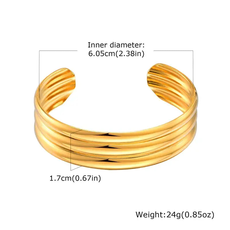 Chunky Gold Bangle Cuff Bracelet