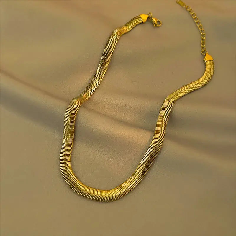 Gold or Silver Mesh Link Gold Plated Stainless Necklace