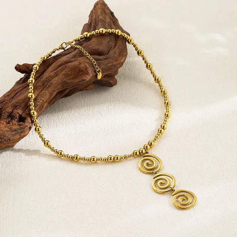 Spiral Drop Pendant Necklace – Gold or Silver
