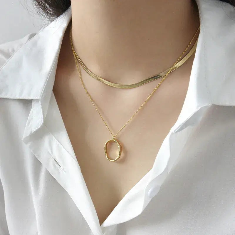 Sterling Silver Necklace with Large Round Pendant Jewelry