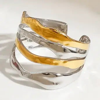 Silver & Gold Stacked Ring – Stainless Steel