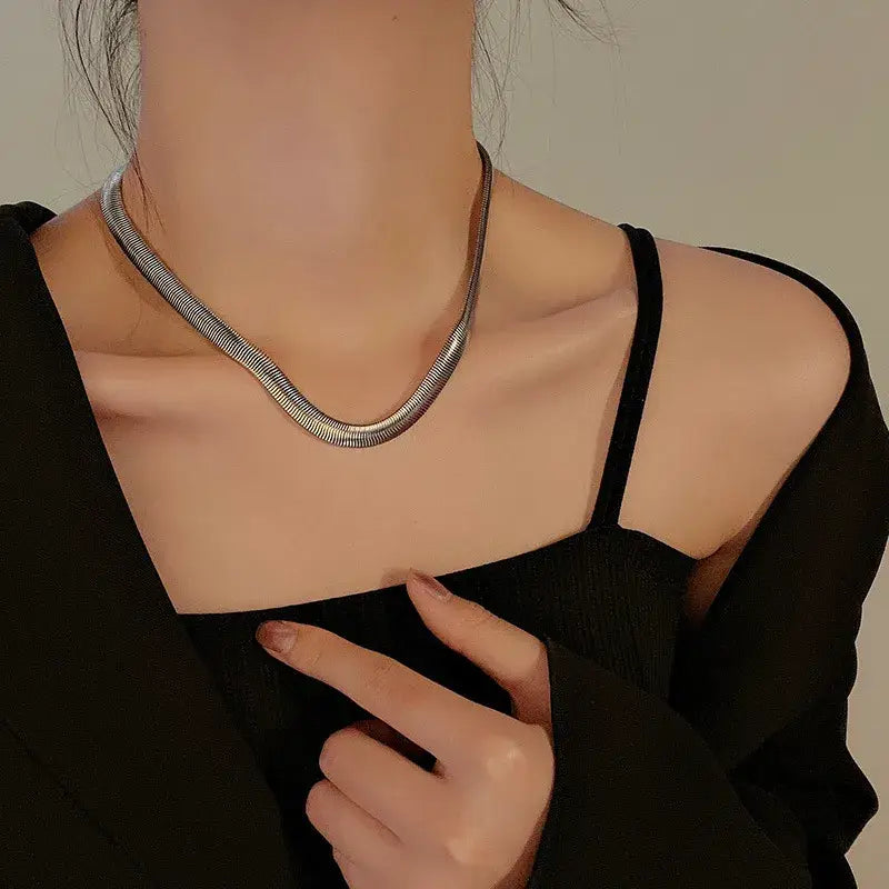 Gold or Silver Mesh Link Gold Plated Stainless Necklace