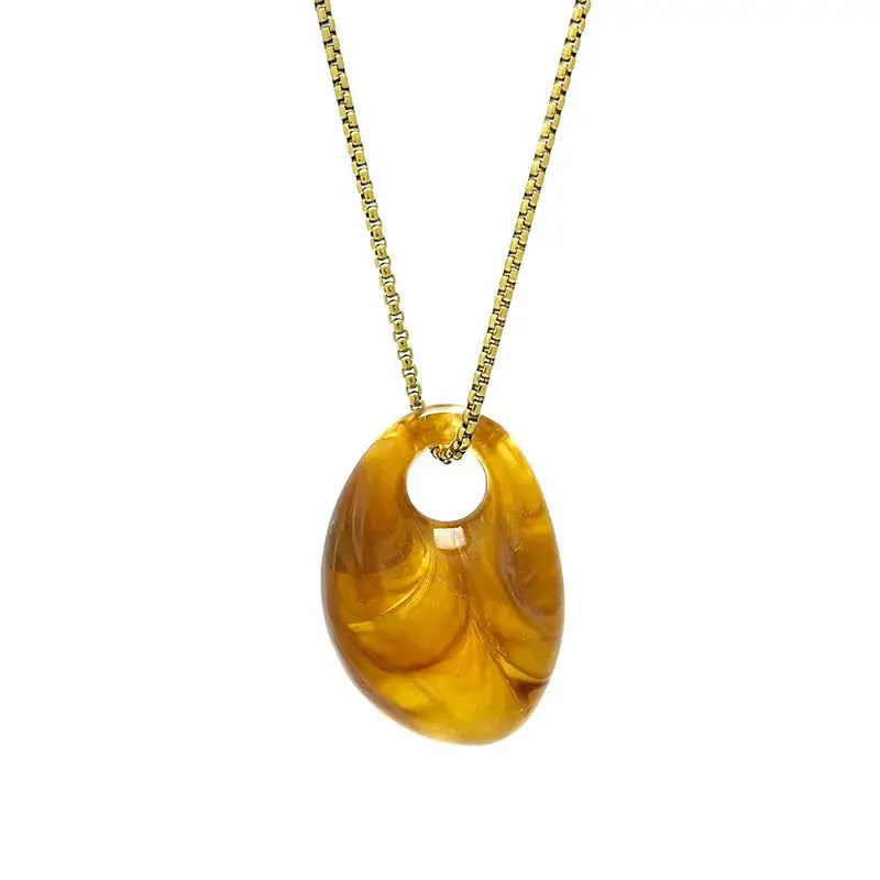 Women’s Statement Pendant Necklace – Colorful Acrylic Stone
