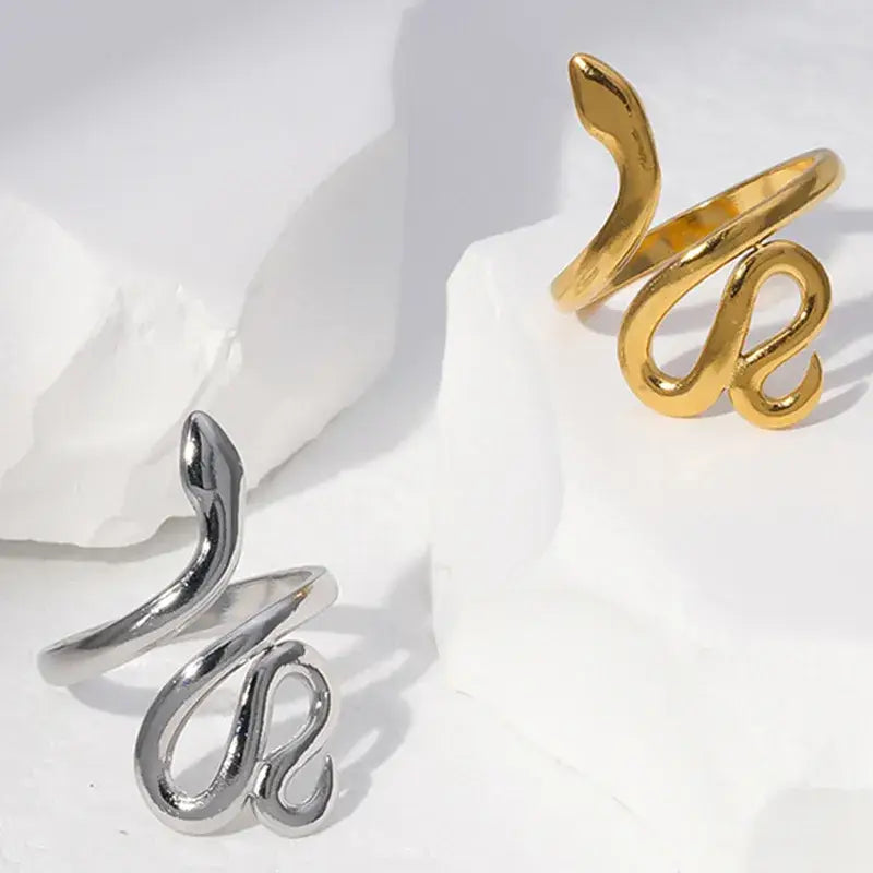Snake Coil Ring in Silver or Gold Stainless Steel