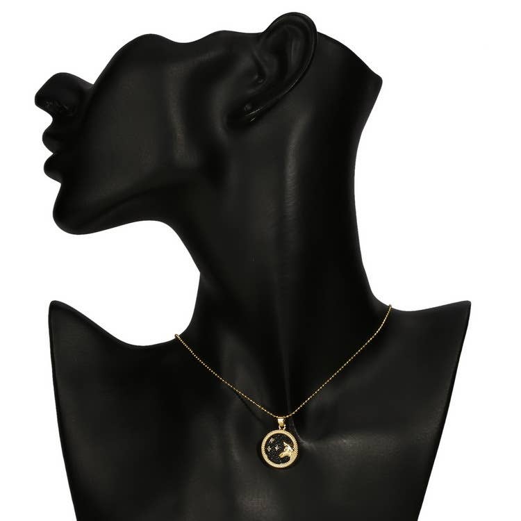 Constellation Birthday Round Pendant Inlay Necklace