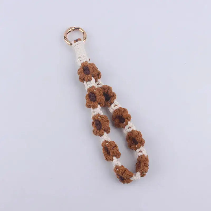 Daisy Flower Cotton Keychain Wristlet Key Holder