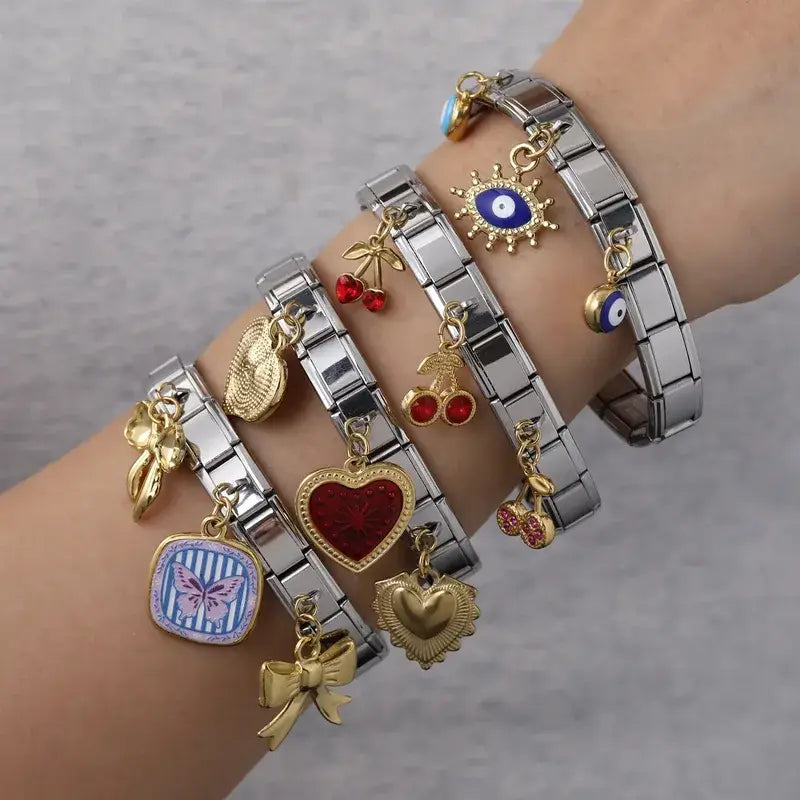 18K Gold Pendant Bracelet – Heart, Butterfly, or Knot Bow