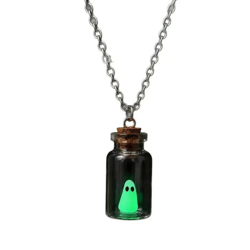 Glow in the Dark Ghost Necklace Halloween Pendant