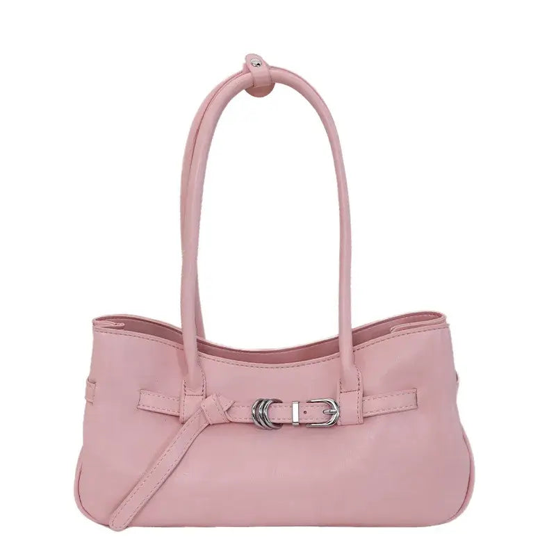 Y2K Buckle PU Leather Shoulder Bag – Multiple Colors