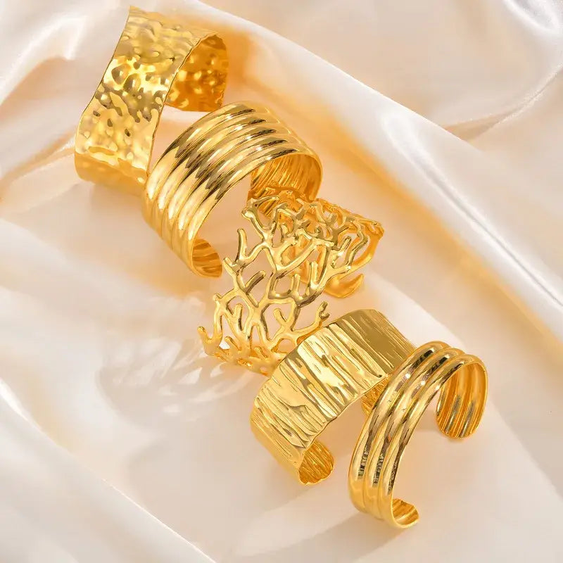 Chunky Gold Bangle Cuff Bracelet