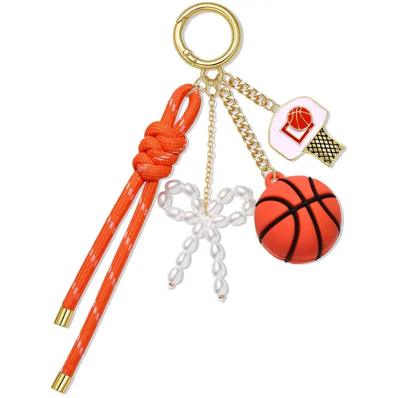 Sports Keychain Bag Charm with Pearl Bow Pickle Ball