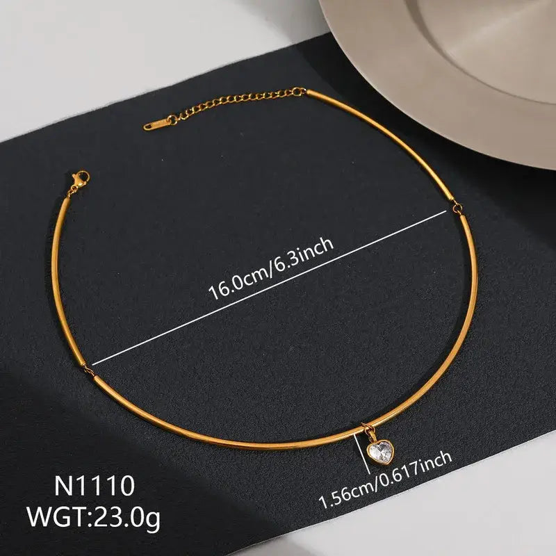 18K Gold Plated Teardrop Zircon Pendant Necklace