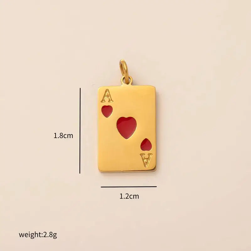 Poker Card Charm Gamble Casino Ace Card Stainless Steel