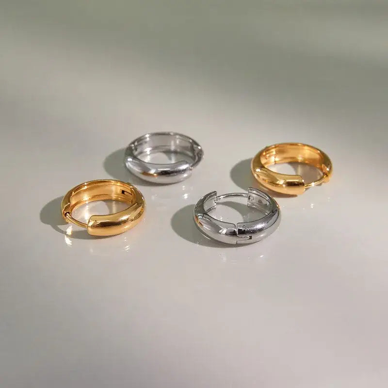 Classic 18K Plated Gold Hoop Earrings in Silver or Gold Hoop