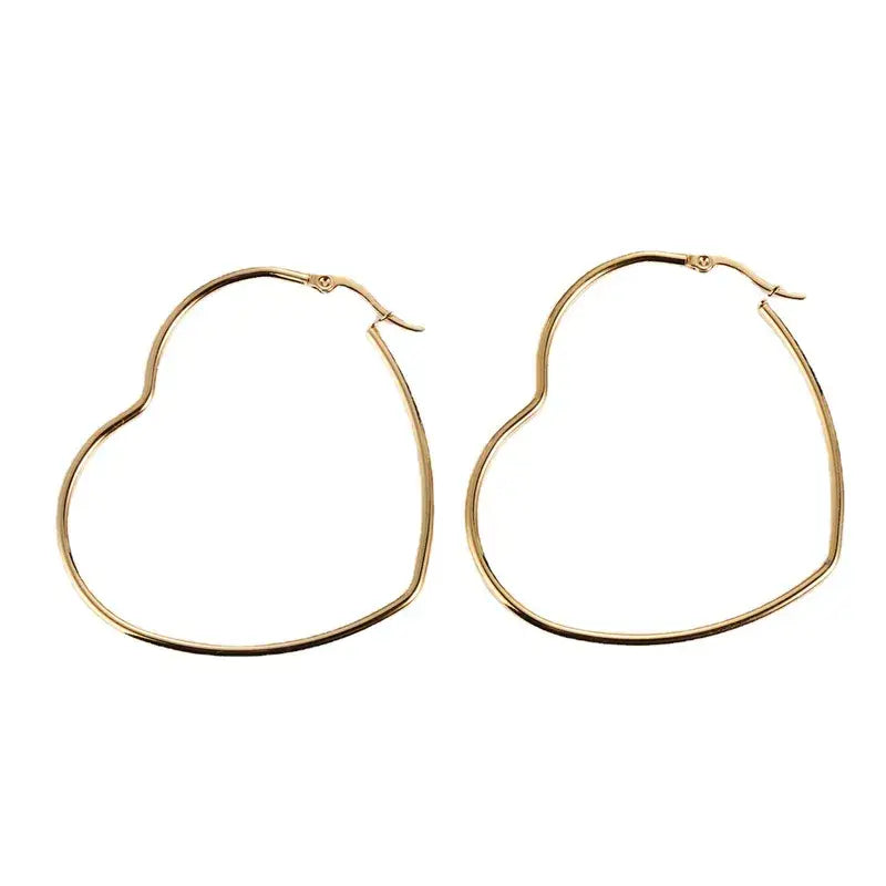 Heart Shape Titanium Steel Plating Hoop Earrings