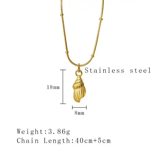 Beach Shell Pendant Necklace in Silver or Gold Jewelry