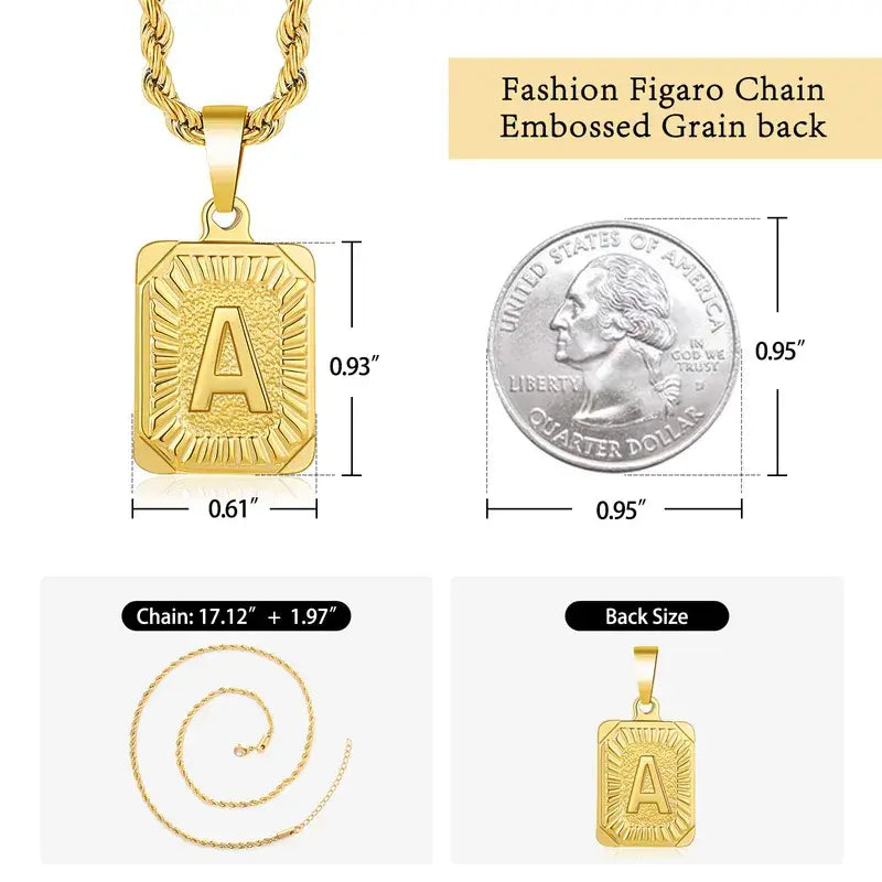 18K Gold Plated Letter Tag Necklace Jewelry