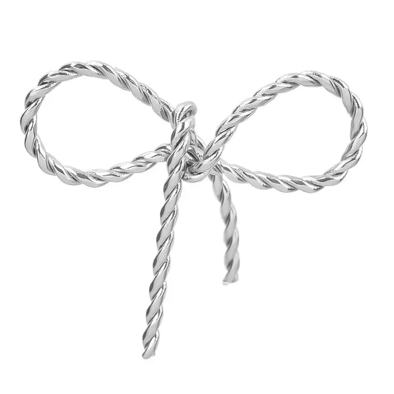 Bow Charm Stainless Steel Rope Bow in Silver or Gold