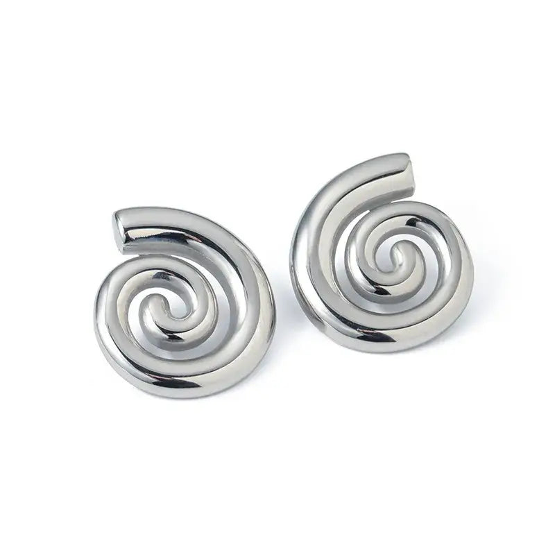 Swirl Spiral Earrings in Silver or Gold