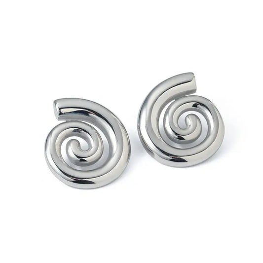 Swirl Spiral Earrings in Silver or Gold