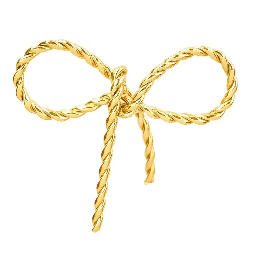 Bow Charm Stainless Steel Rope Bow in Silver or Gold