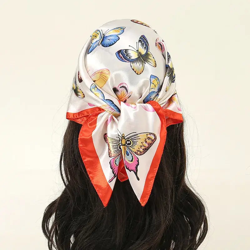 Women's Butterfly Satin Scarf Bandana – Silky Hair & Neck Sc