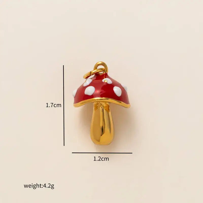 Mushroom Charm for Charm Bar 18K Gold Plated Stainless Steel
