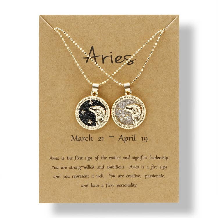 Constellation Birthday Round Pendant Inlay Necklace