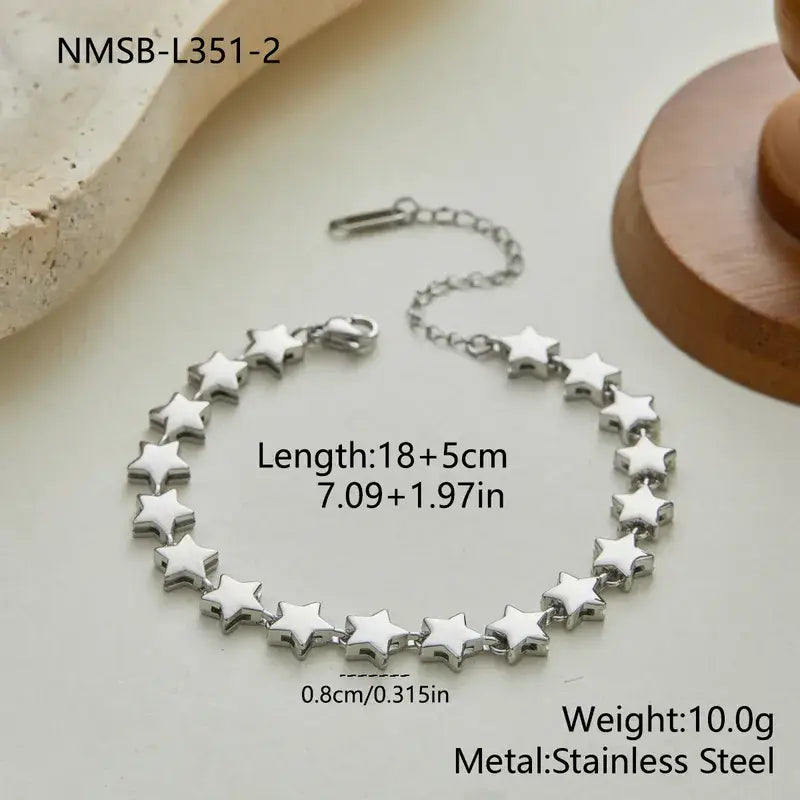 18K Gold Star Bracelet – Stainless Steel PVD in Silver/Gold