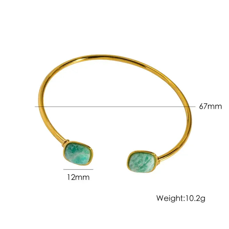 Waterproof Gold Stone Inlay Bangle – Stainless Steel