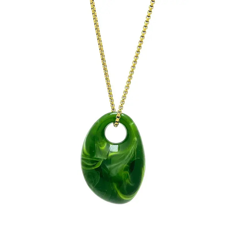Women’s Statement Pendant Necklace – Colorful Acrylic Stone