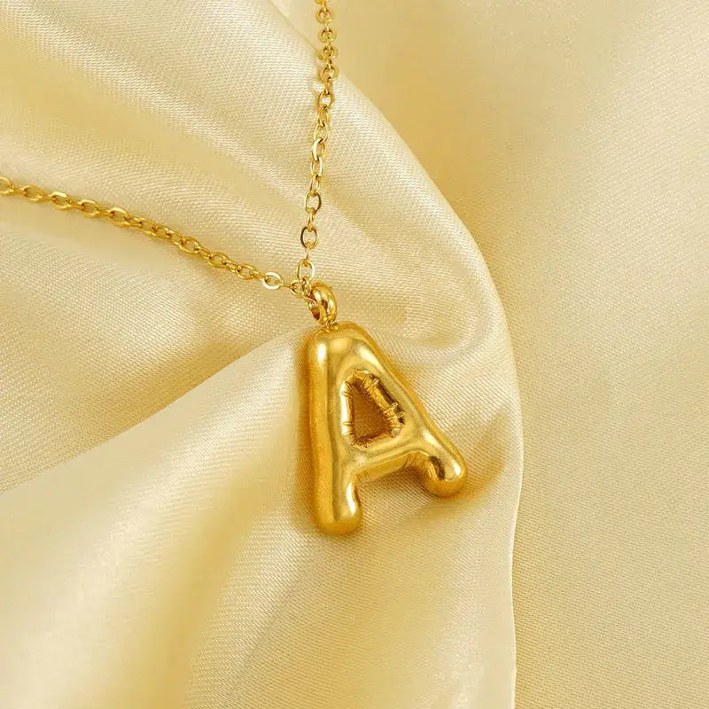 18K Gold Plated Balloon Initial Necklace Jewelry