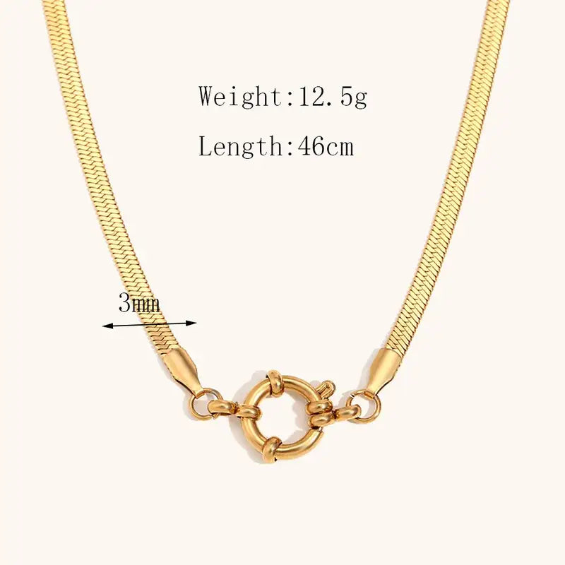 18K Gold Plated Stainless Steel Charm Necklace Jewelry