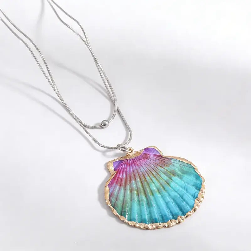 Shell Pendant Necklace with Snake Chain – Gold or Silver