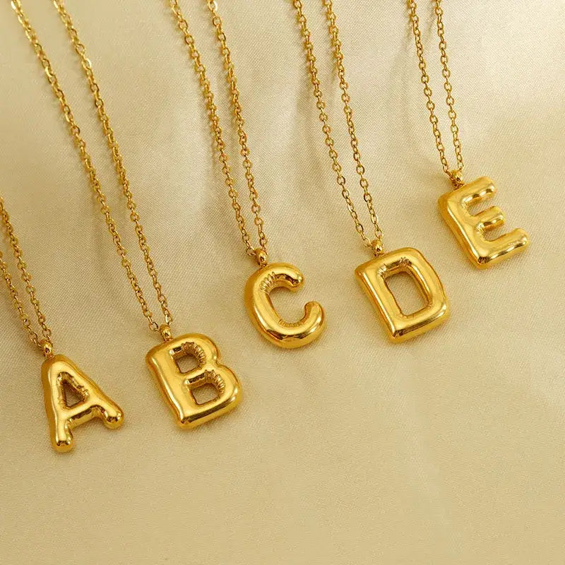 18K Gold Plated Balloon Initial Necklace Jewelry