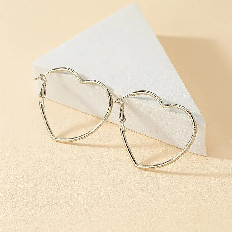 Silver Heart Hoop Earrings