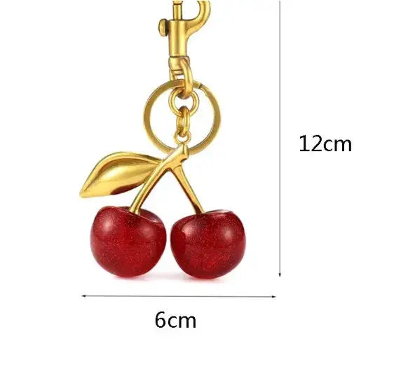 Stainless Steel Cherry Charm Keychain Jewelry